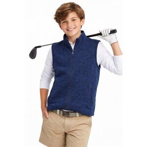 JOHNNIE O denalis double zip fleece vest navy blue 14 knit performance golf